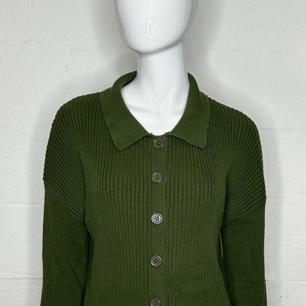Women's Green Cardigan Sweater Small Lillusory Classic Preppy Button Down